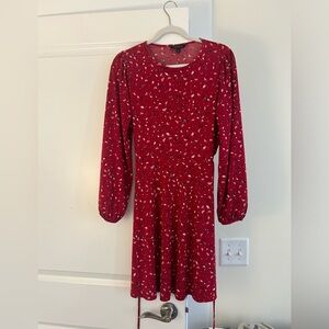 ⭐️Size medium, Banana Republic⭐️Long-sleeve red dress with waist tie⭐️